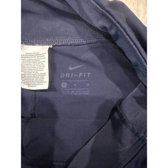 Nike Dri-Fit Running Cropped Leggings Women Medium Navy Polyester Elastic Waist - Picture 4 of 7